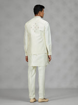 Cream floral bundi mens waistcoat set