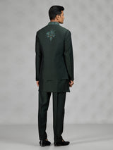 Bottle green floral mens waistcoat set