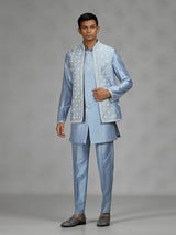 Pastel sky blue premium mens waistcoat set