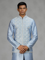 Pastel sky blue premium mens waistcoat set