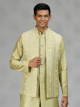 Pastel pista green premium mens waistcoat set