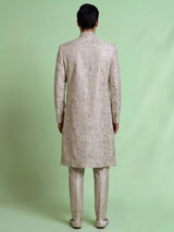 Dusty white luxe mens sherwani with dupatta
