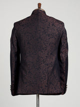 Black mens brown textured jacquard tailored jodhpuri suit for weddings
