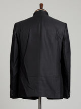 Black mens floral crest embroidered poly-viscose jodhpuri suit