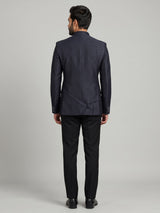 Blue mens textured jacquard brooch detail jodhpuri suit for weddings