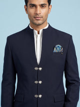 Midnight mens blue terry rayon clasp detail jodhpuri suit