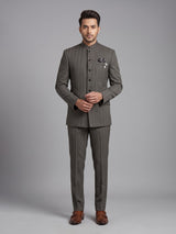 Olive mens brown premium textured bandhgala jodhpuri suit for weddings