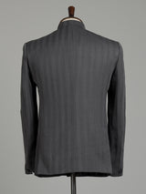 Charcoal mens grey refined textured poly-viscose jodhpuri suit for weddings