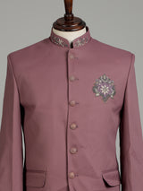 Onion mens pink embellished textured jacquard jodhpuri suit for weddings