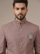 Dusty mens mauve pink zardosi medallion jodhpuri suit for weddings