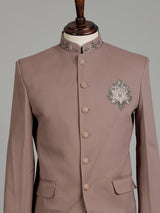 Dusty mens mauve pink zardosi medallion jodhpuri suit for weddings