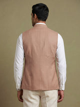 Light brown embroidered crest waistcoat with beadwork for mens occasions
