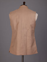 Light brown embroidered crest waistcoat with beadwork for mens occasions