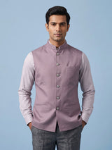 Lilac purple embroidered waistcoat with detailed collar and pocket trim