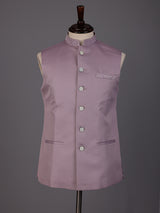 Lilac purple embroidered waistcoat with detailed collar and pocket trim