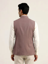 Dusty mauve pink zardosi waistcoat with metallic chest artwork