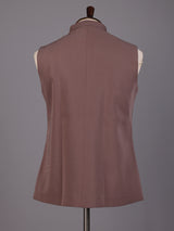 Dusty mauve pink zardosi waistcoat with metallic chest artwork