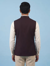 Wine premium waistcoat with crest pins and chain brooch for mens