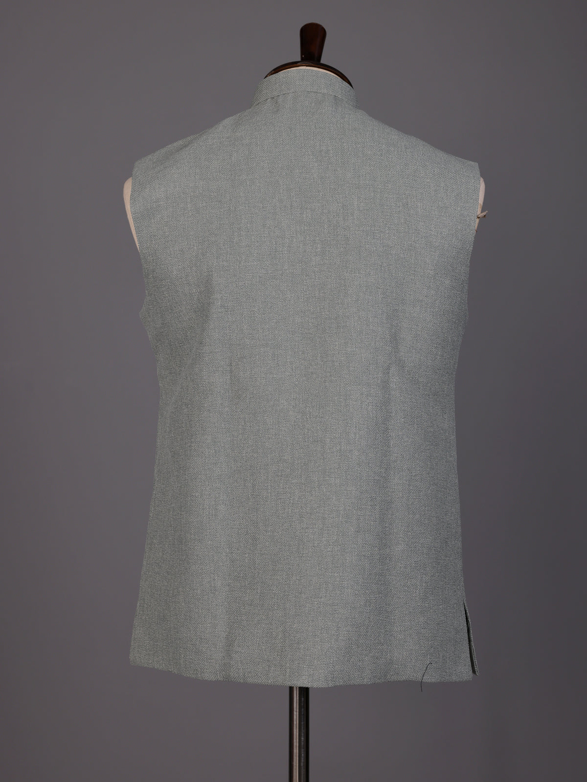 Grey textured safari waistcoat with zardosi embellished chest pocket