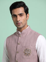 Onion pink zardosi safari waistcoat with embellished chest pocket