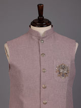 Onion pink zardosi safari waistcoat with embellished chest pocket