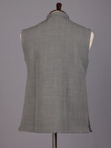 Grey textured zardosi waistcoat with safari pocket detailing for mens