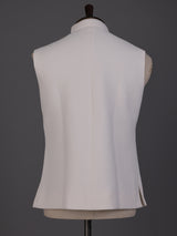 White pearl embellished waistcoat with antique gold buttons for mens