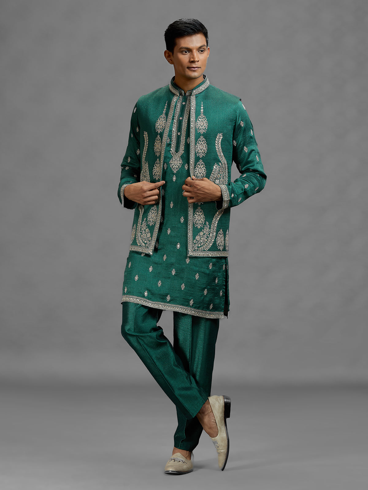Rama green opulent mens waistcoat set
