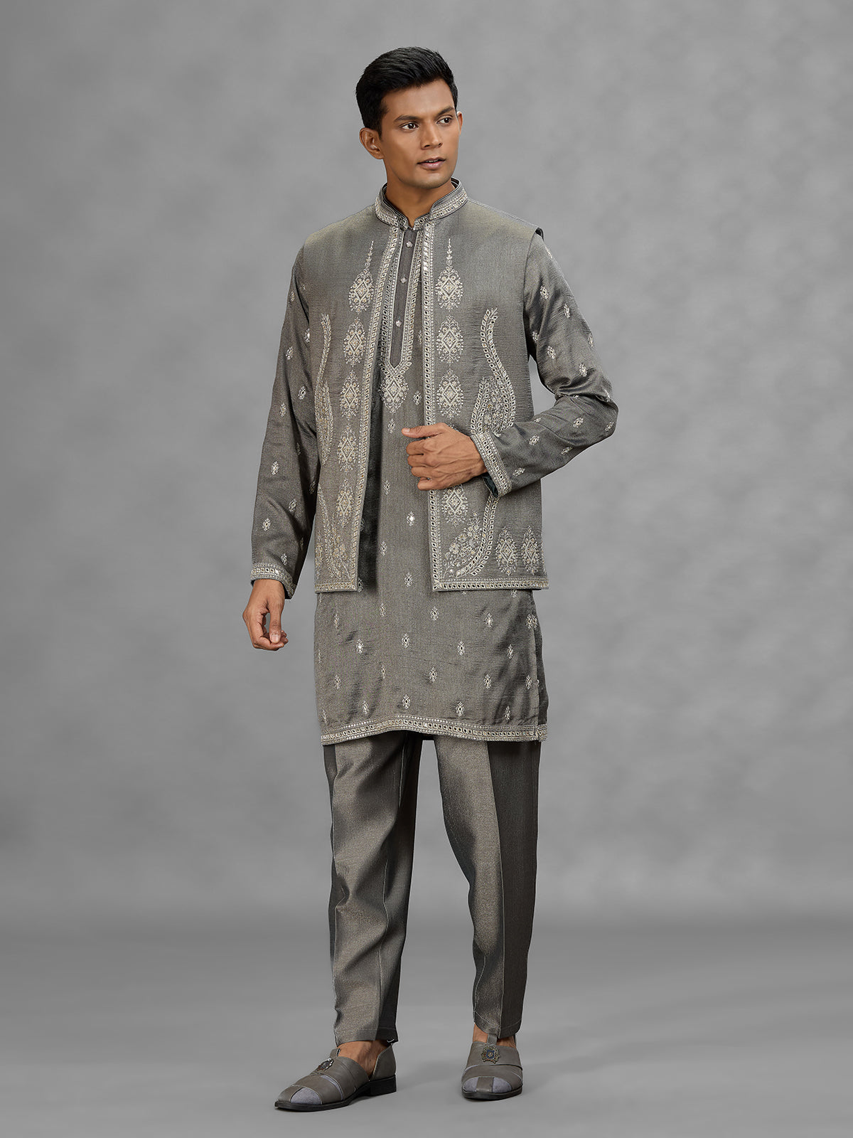 Grey architectural mens waistcoat set