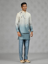 Powder blue floral mens waistcoat set