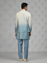 Powder blue floral mens waistcoat set