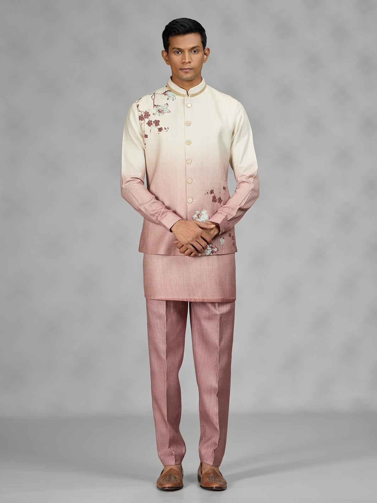 Dusty blush floral mens waistcoat set