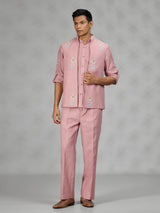 Onion pink floral mens waistcoat set