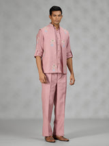Onion pink floral mens waistcoat set
