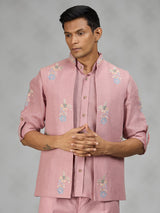 Onion pink floral mens waistcoat set
