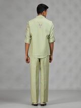Pista green floral mens waistcoat set