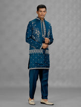 Teal blue heritage mens waistcoat set