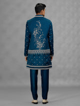 Teal blue heritage mens waistcoat set