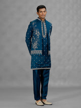 Teal blue heritage mens waistcoat set