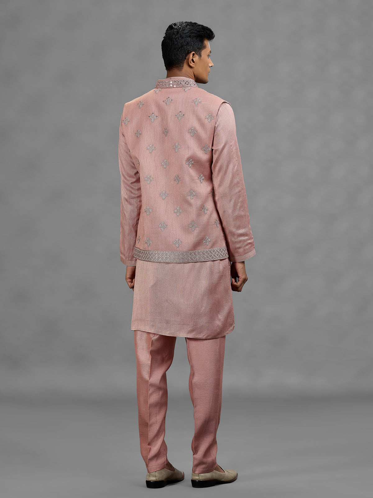 Rose pink paisley mens waistcoat set
