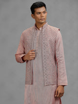 Rose pink paisley mens waistcoat set