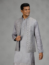 Grey paisley mens waistcoat set