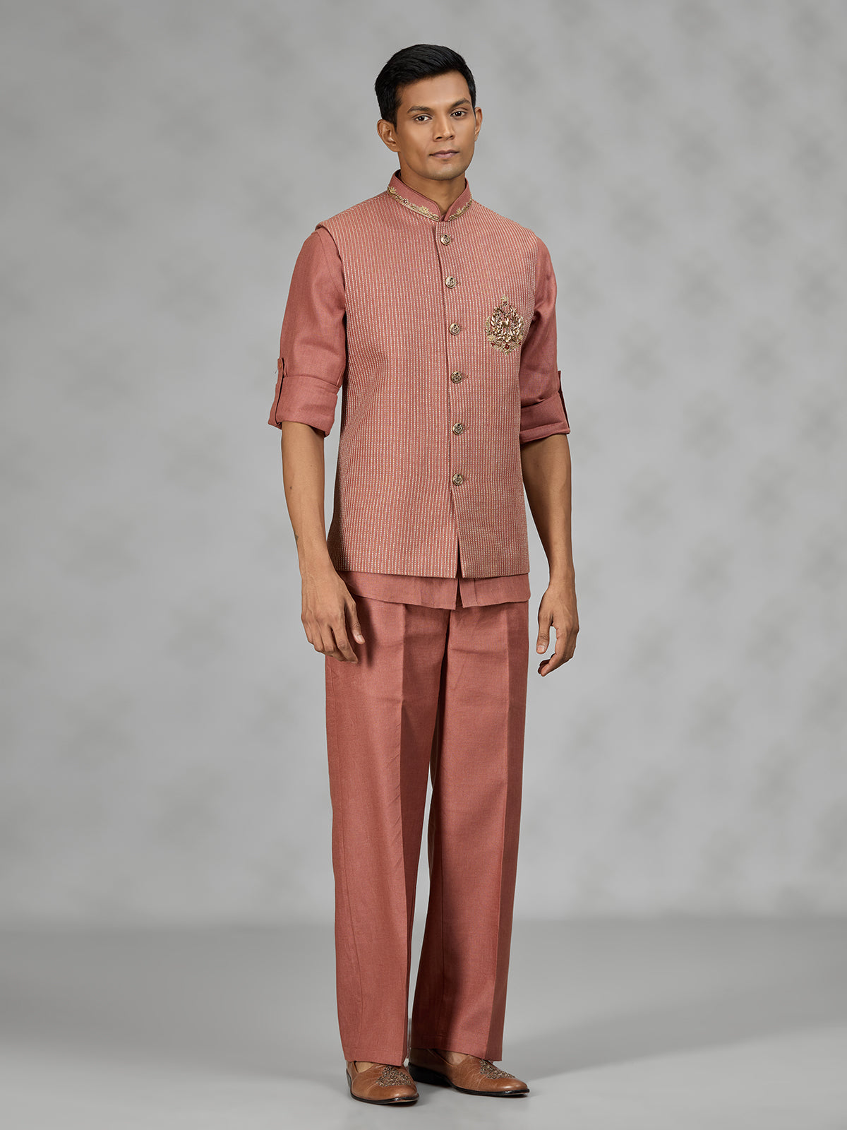 Rust peach royal mens waistcoat set