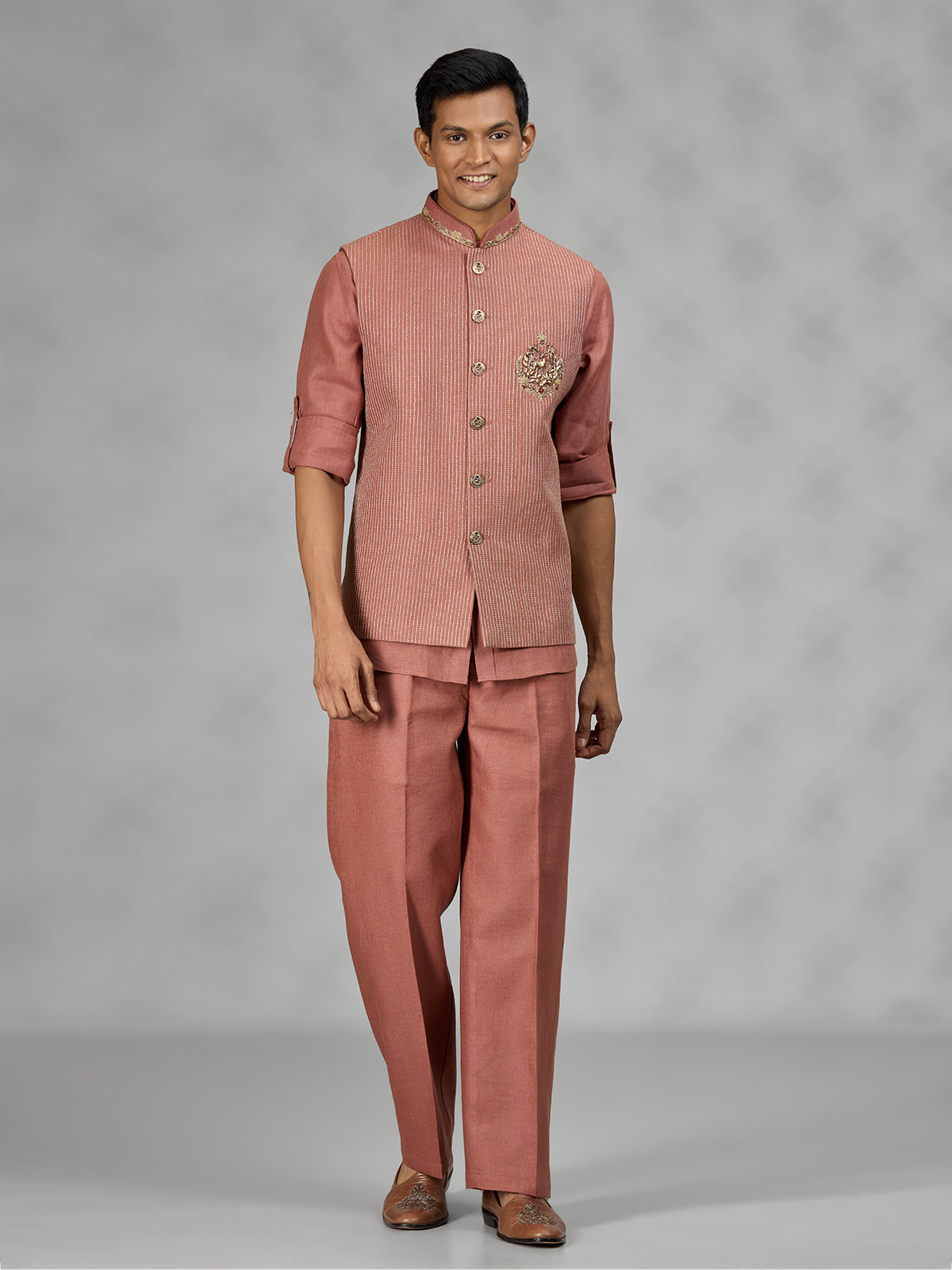 Rust peach royal mens waistcoat set