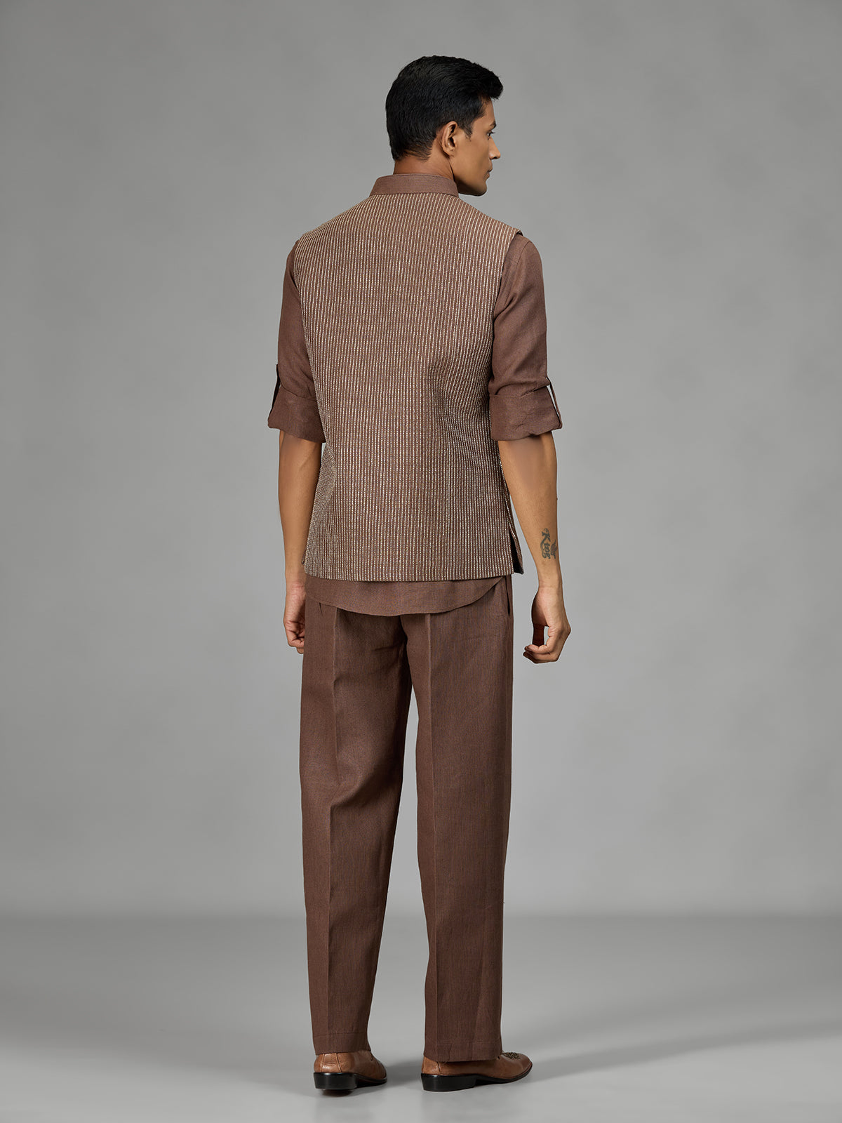 Brown regal crest mens waistcoat set