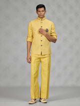 Yellow royal medallion mens waistcoat set