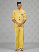 Yellow royal medallion mens waistcoat set