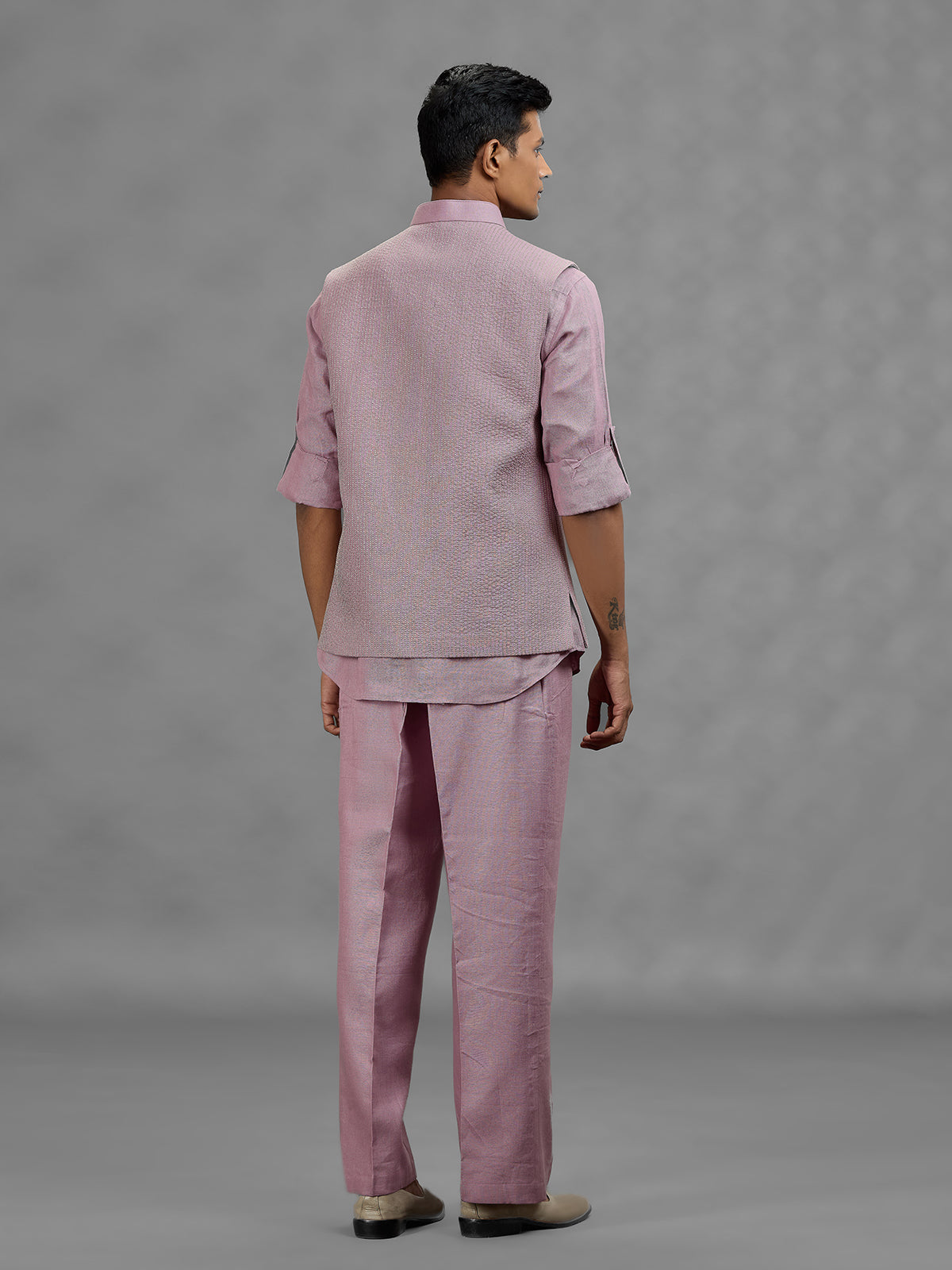 Purple royal medallion mens waistcoat set