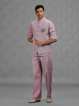 Purple royal medallion mens waistcoat set