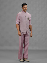 Purple royal medallion mens waistcoat set